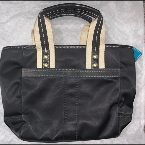 Coach Black Purse Dual Black, Tan, Turq L05M-126 - Picture 2 of 8